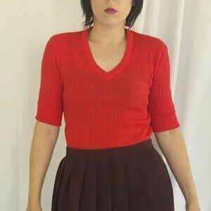 Vintage 70's Red Ribbed Top